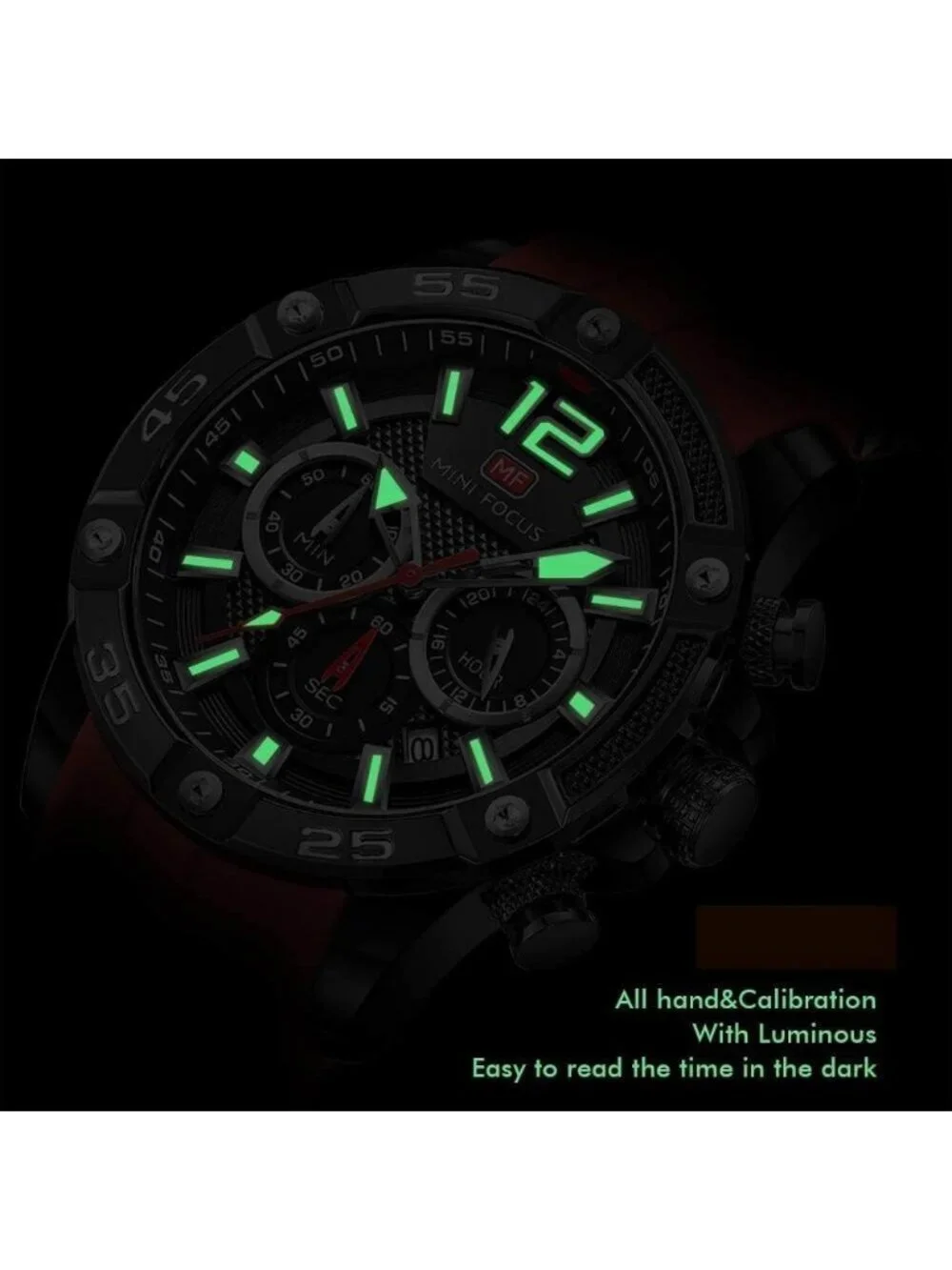 Men's Green And Black Analog Quartz Waterproof Chronograph Stylish Casual Watch